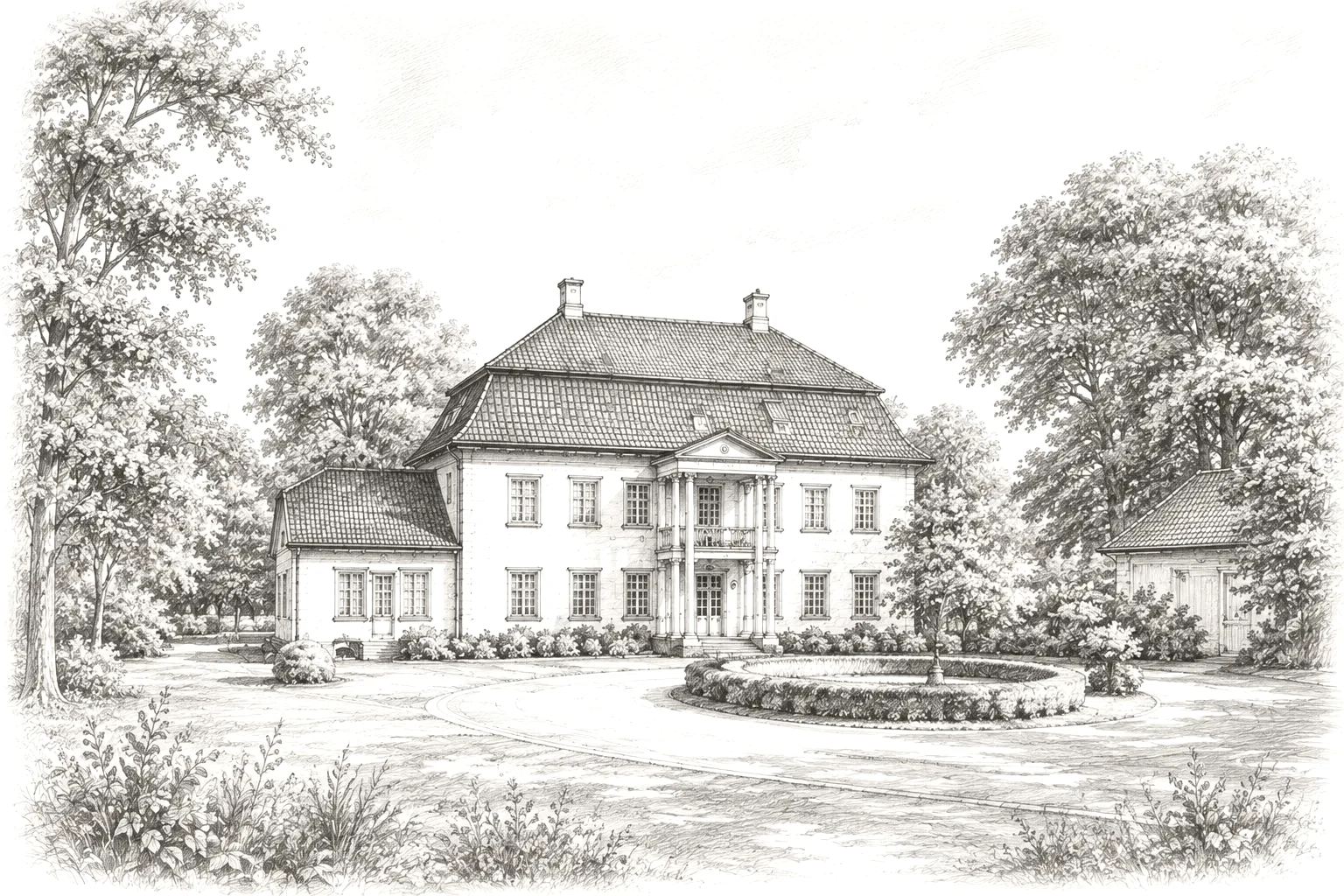 Tegning av Torderød Gård